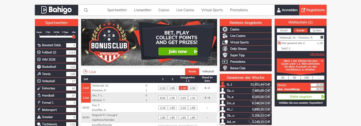 Bahigo Sportwetten Schweiz