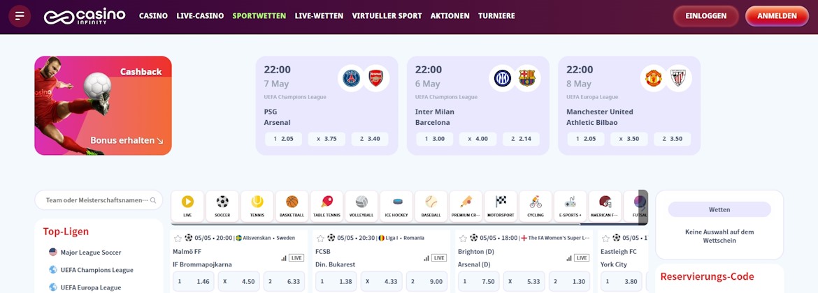 Casino Infinity Sportwetten Schweiz