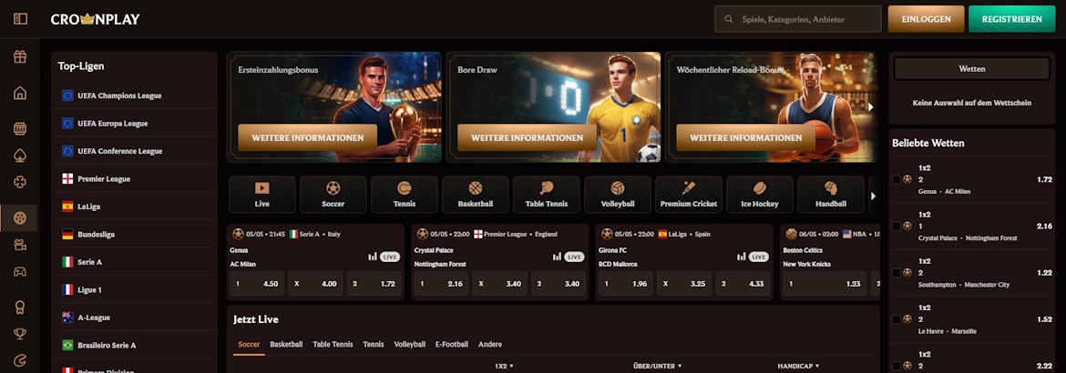 CrownPlay Sportwetten Schweiz