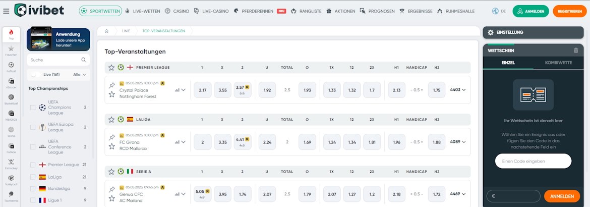 Ivibet Sportwetten Schweiz