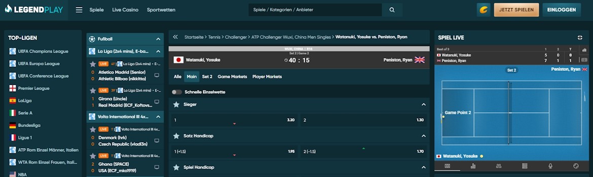 LegendPlay Live Wetten